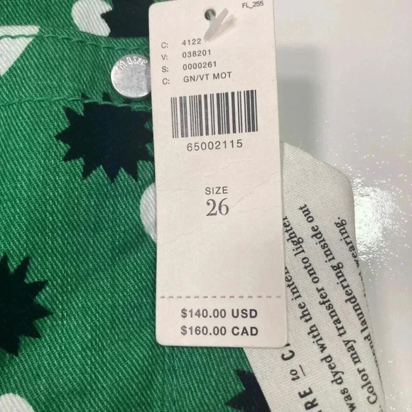 Anthropologie Jeans Green The Cigarette Heart Denim Pants NWT Maeve Size 26 - Picture 6 of 13